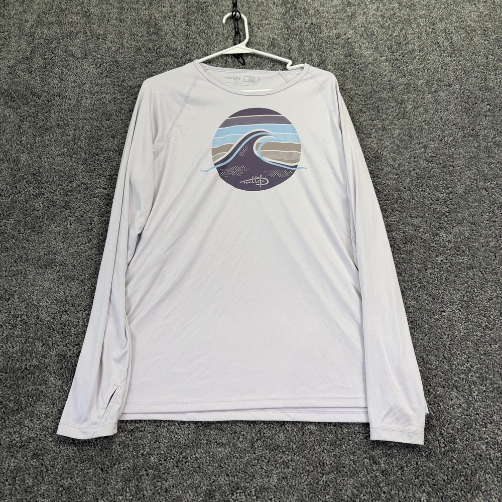 Reel Life Shirt Womens 2XL White Long Sleeve Tagless Lightweight Fishing Tee